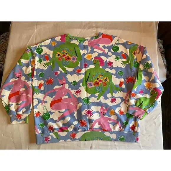 Gorman Graphic Pullover SZ 14 (L) -Whimsical, Cozy, Pattern, Abstract Loungewear - Picture 2 of 6